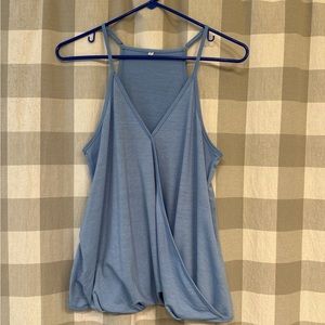 Blue flowy tank top with adjustable straps
